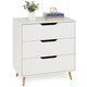 Modern 3 Drawer Dresser with Metal Legs and Anti Tipping Cutout Handles