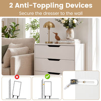Modern 3 Drawer Dresser with Metal Legs and Anti Tipping Cutout Handles