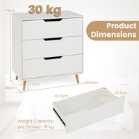 Modern 3 Drawer Dresser with Metal Legs and Anti Tipping Cutout Handles