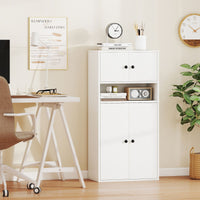 Modern Bookcase Floor Standing Storage Cabinet with Doors and Adjustable Shelf