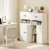 Modern Bookcase Floor Standing Storage Cabinet with Doors and Adjustable Shelf