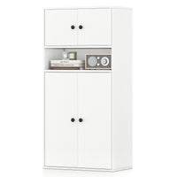 Modern Bookcase Floor Standing Storage Cabinet with Doors and Adjustable Shelf