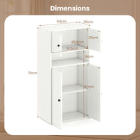 Modern Bookcase Floor Standing Storage Cabinet with Doors and Adjustable Shelf