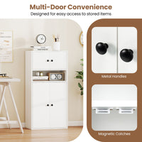 Modern Bookcase Floor Standing Storage Cabinet with Doors and Adjustable Shelf