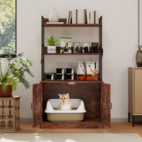 Modern Cat Litter Box Enclosure Hidden Cat Washroom Cabinet with 3-Tier Shelves