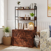 Modern Cat Litter Box Enclosure Hidden Cat Washroom Cabinet with 3-Tier Shelves