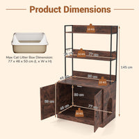 Modern Cat Litter Box Enclosure Hidden Cat Washroom Cabinet with 3-Tier Shelves