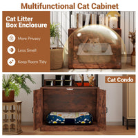 Modern Cat Litter Box Enclosure Hidden Cat Washroom Cabinet with 3-Tier Shelves