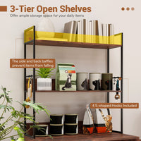 Modern Cat Litter Box Enclosure Hidden Cat Washroom Cabinet with 3-Tier Shelves