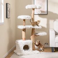 Natural Branch Cat Tree Luxury Solid Wood for Indoor Kitten and Cat