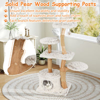 Natural Branch Cat Tree Luxury Solid Wood for Indoor Kitten and Cat