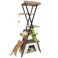 Modern Cat Tree for Indoor Cats with Elevated Perch and Large Condo for Cats