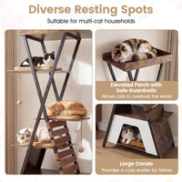 Modern Cat Tree for Indoor Cats with Elevated Perch and Large Condo for Cats
