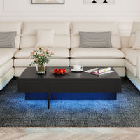 Modern LED Coffee Table with 3 Storage Drawers and Rectangular Center Table for Living Room