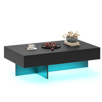 Modern LED Coffee Table with 3 Storage Drawers and Rectangular Center Table for Living Room