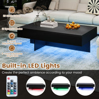 Modern LED Coffee Table with 3 Storage Drawers and Rectangular Center Table for Living Room