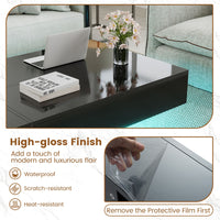 Modern LED Coffee Table with 3 Storage Drawers and Rectangular Center Table for Living Room