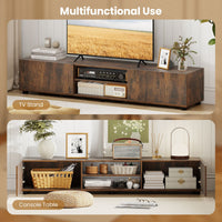 Modern TV Stand for up to 70" TVs with 2 Doors and Open Shelves for Living Room