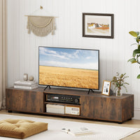 Modern TV Stand for up to 70" TVs with 2 Doors and Open Shelves for Living Room