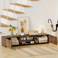 Modern TV Stand for up to 70" TVs with 2 Doors and Open Shelves for Living Room