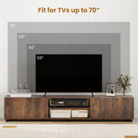 Modern TV Stand for up to 70" TVs with 2 Doors and Open Shelves for Living Room