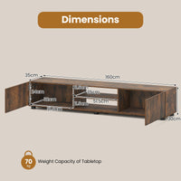 Modern TV Stand for up to 70" TVs with 2 Doors and Open Shelves for Living Room