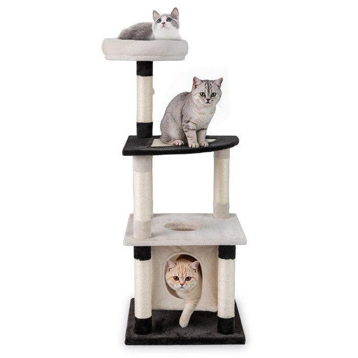 Multi-Level Cat Tree with Scratching Posts Board and Arched Platform