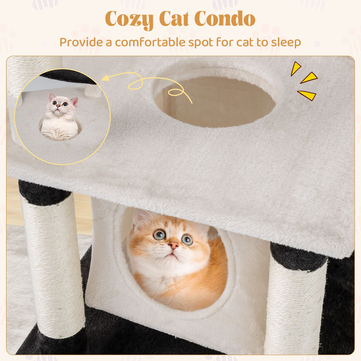 Multi-Level Cat Tree with Scratching Posts Board and Arched Platform
