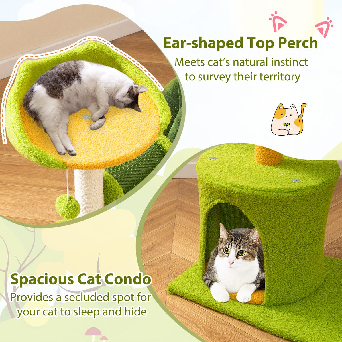 Multi-Level Cat Tower with Self Groomer and Dangling Ball