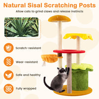 Multi-Level Hamburger-Theme Cat Tree with Hanging Bed and Condo