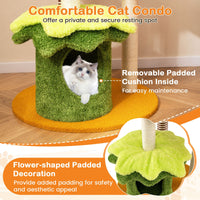 Multi-Level Hamburger-Theme Cat Tree with Hanging Bed and Condo