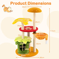 Multi-Level Hamburger-Theme Cat Tree with Hanging Bed and Condo