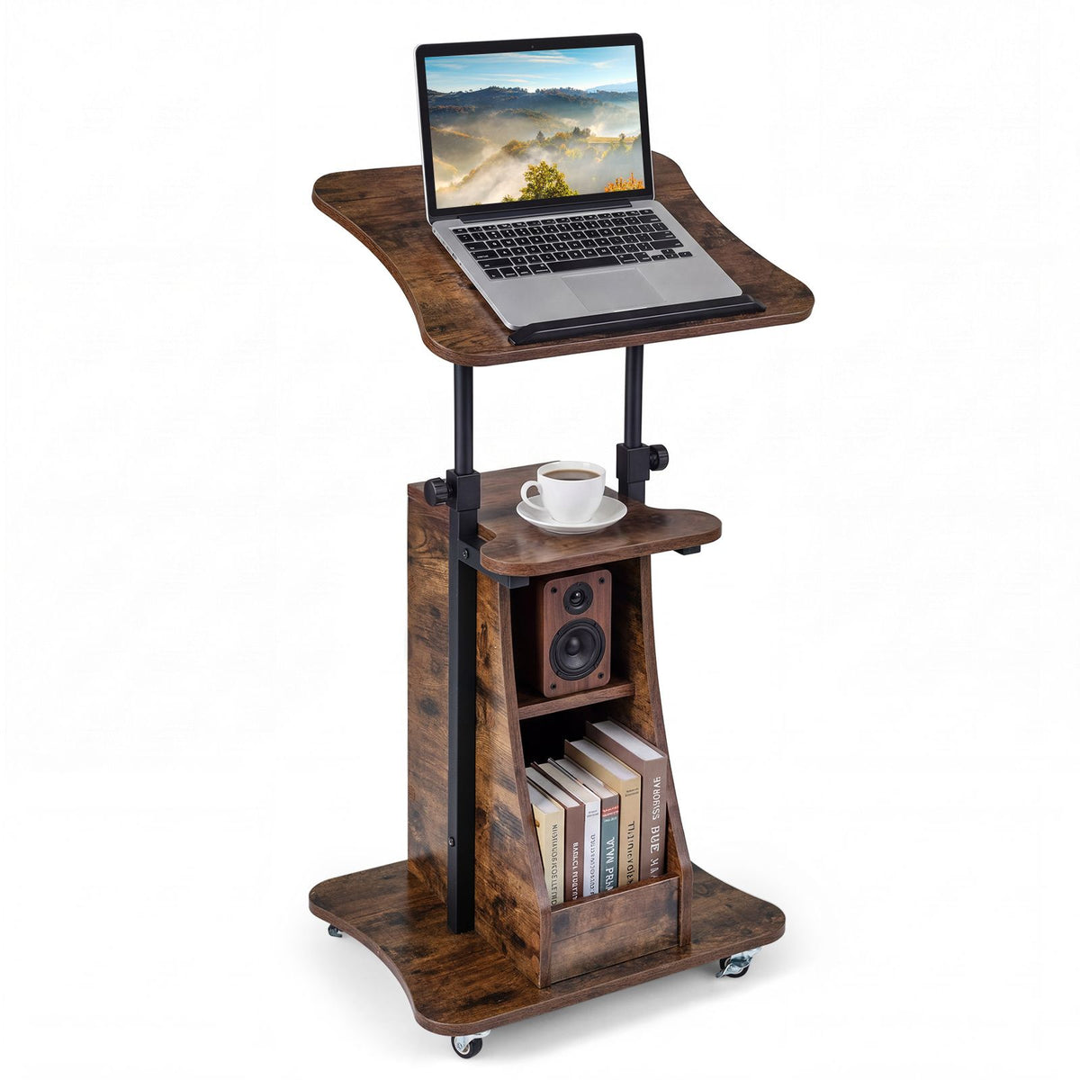 Giantex Mobile Laptop Desk, Height Adjustable Computer iPad PC Stand Table w/Wheels & Storage
