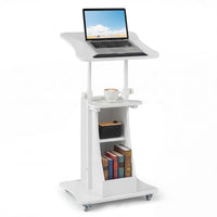 Giantex Mobile Laptop Desk, Height Adjustable Computer iPad PC Stand Table w/Wheels & Storage