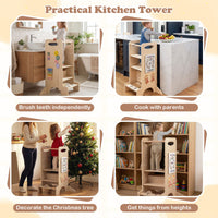 Multifunctional Kids Step Stool with 3 Adjustable Heights and Removable Chalkboard