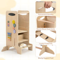 Multifunctional Kids Step Stool with 3 Adjustable Heights and Removable Chalkboard