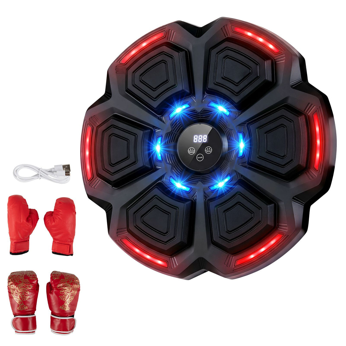 Music Boxing Machine with Gloves & Bluetooth Rhythm and LED Lights 10 Speeds