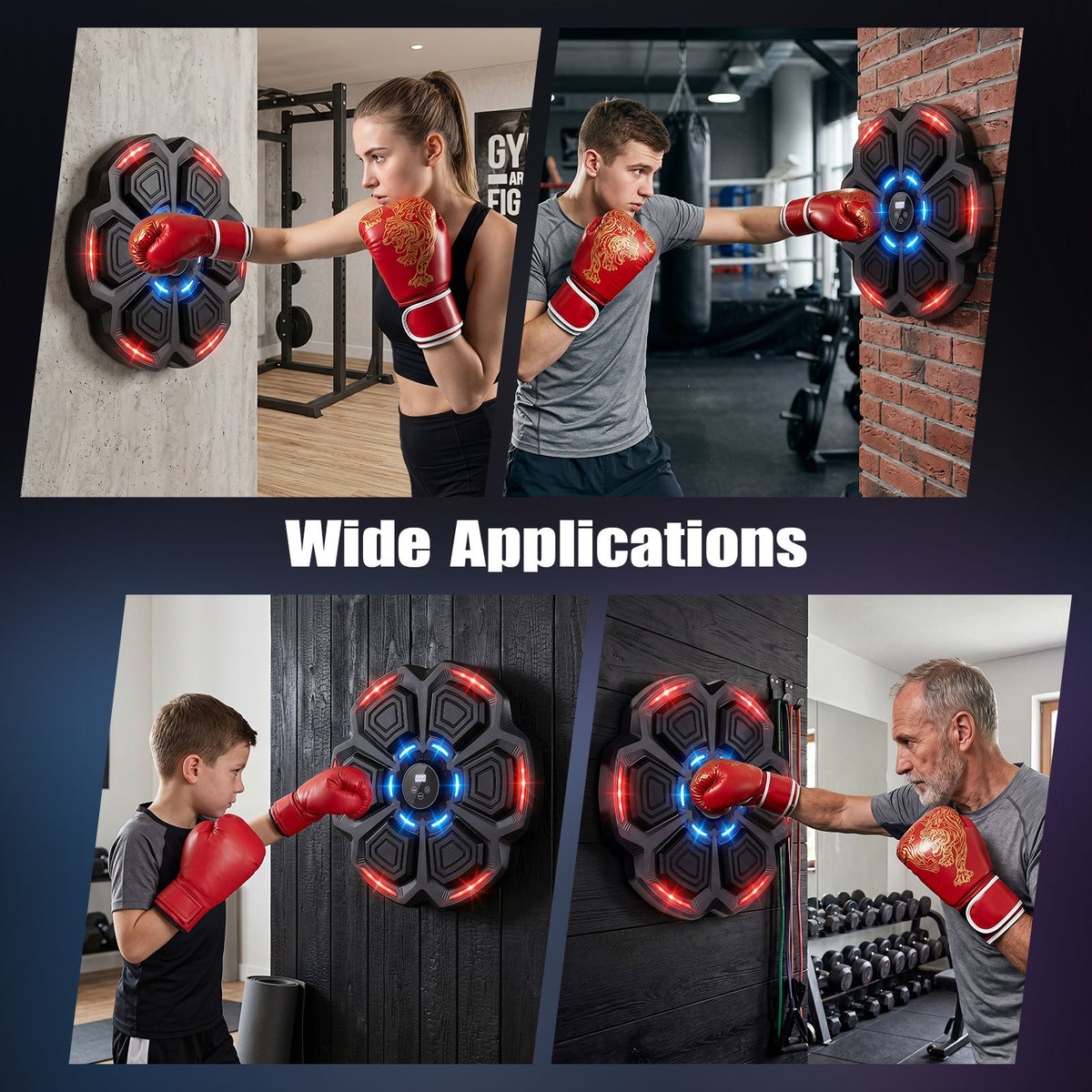 Music Boxing Machine with Gloves & Bluetooth Rhythm and LED Lights 10 Speeds