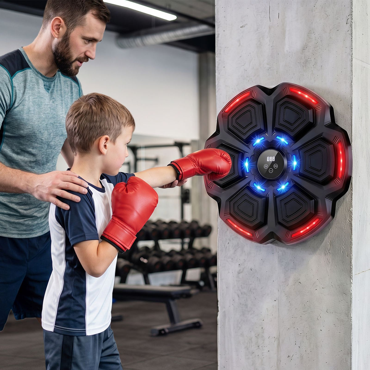 Music Boxing Machine with Gloves & Bluetooth Rhythm and LED Lights 10 Speeds