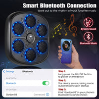 Music Boxing Machine with Gloves and LED Light Targets for Home Gym