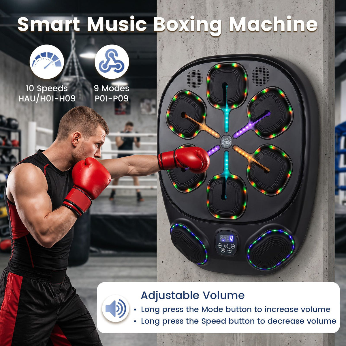 Music Boxing Machine with Gloves and Punch Counter