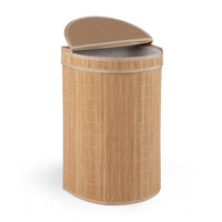 60 L Bamboo Hamper with Zipper Lid and Liner for Laundry Room