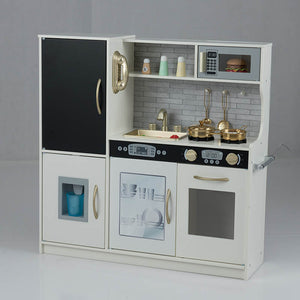 Toddler Kitchen Playset w/ Blackboard, Phone, Microwave