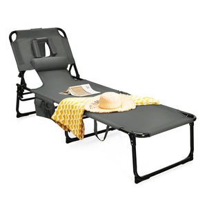 Beach Chaise Lounge Chair, Patio Folding Reclining Chair