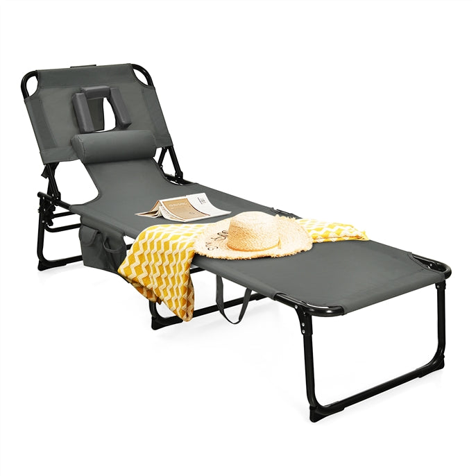 Beach Chaise Lounge Chair, Patio Folding Reclining Chair