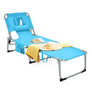 Beach Chaise Lounge Chair, Patio Folding Reclining Chair