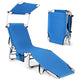 Outdoor Sun Lounger Bed, Folding Lounge Chaise Reclining Deck Chair