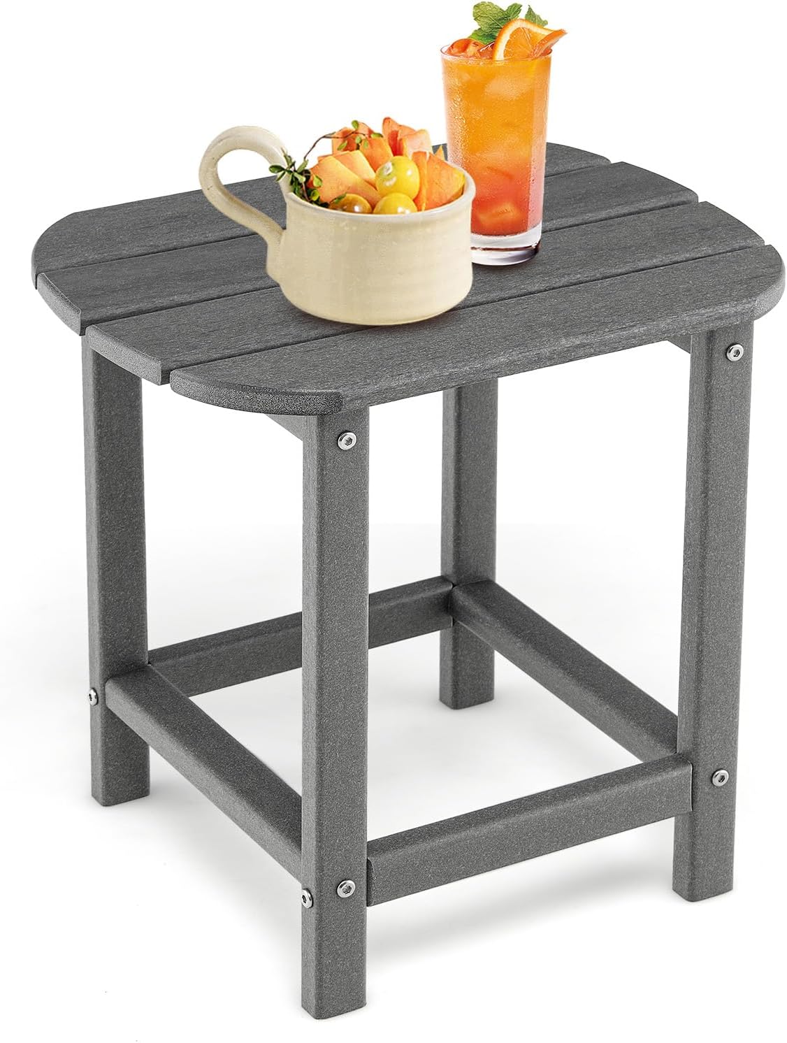 2-Pieces 18 Inches Adirondack Outdoor Side Table for Patio and Garden-White