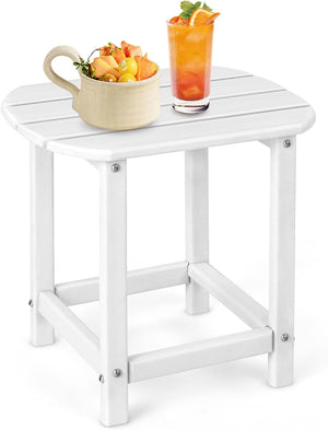 2-Pieces 18 Inches Adirondack Outdoor Side Table for Patio and Garden-White