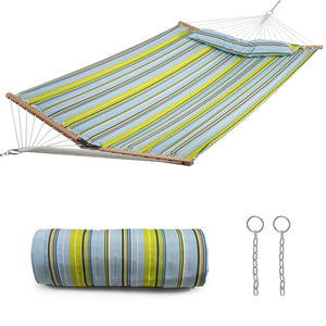 Outdoor Portable Quilted Fabric Hammock with Detachable Pillow (without Stand)